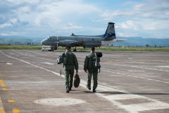 Il BR1150 Atlantic all'ultimo volo dalla base di Sigonella a Pratica di Mare.